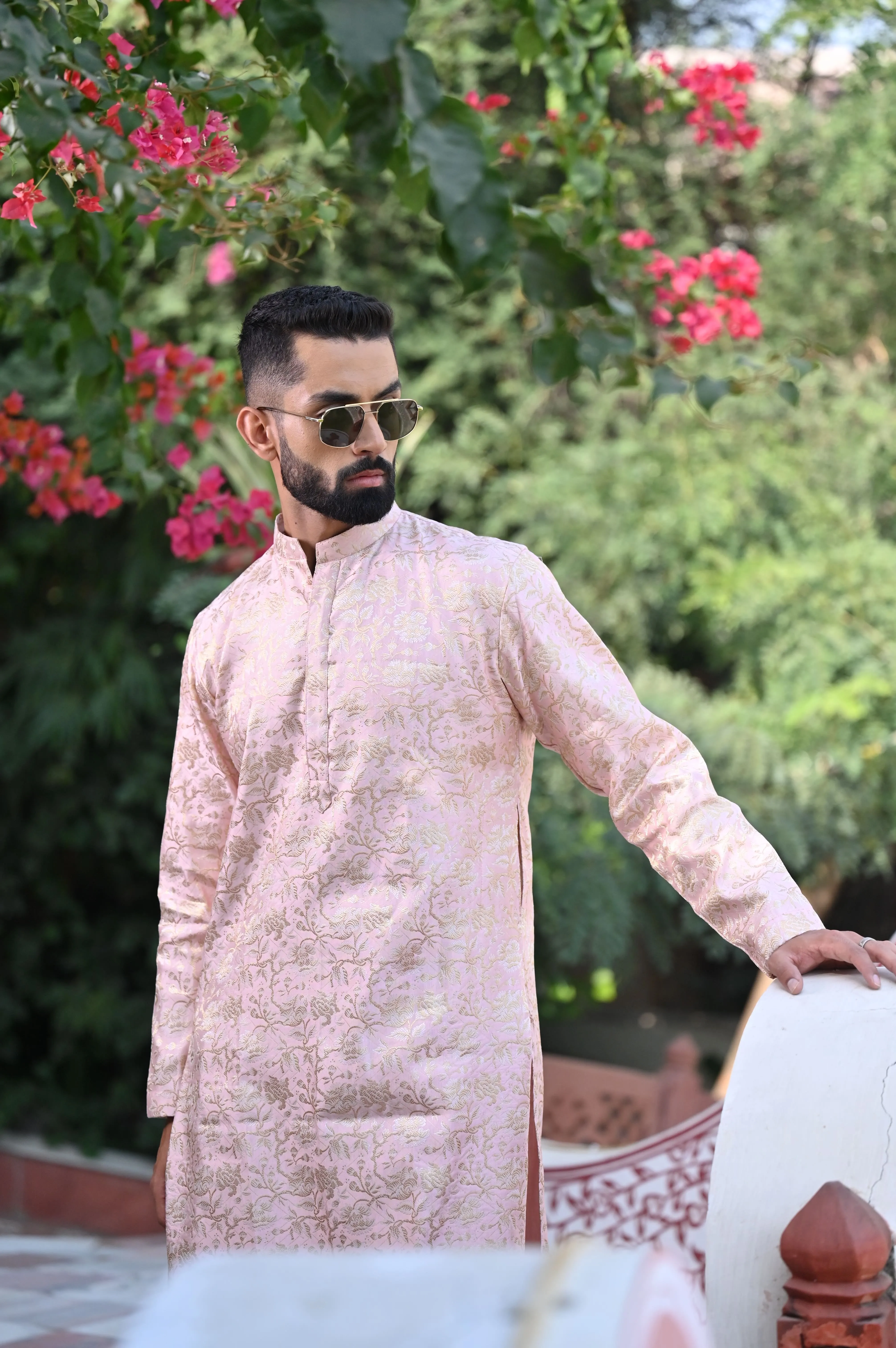 Opulent Pink Brocade Kurta Pajama