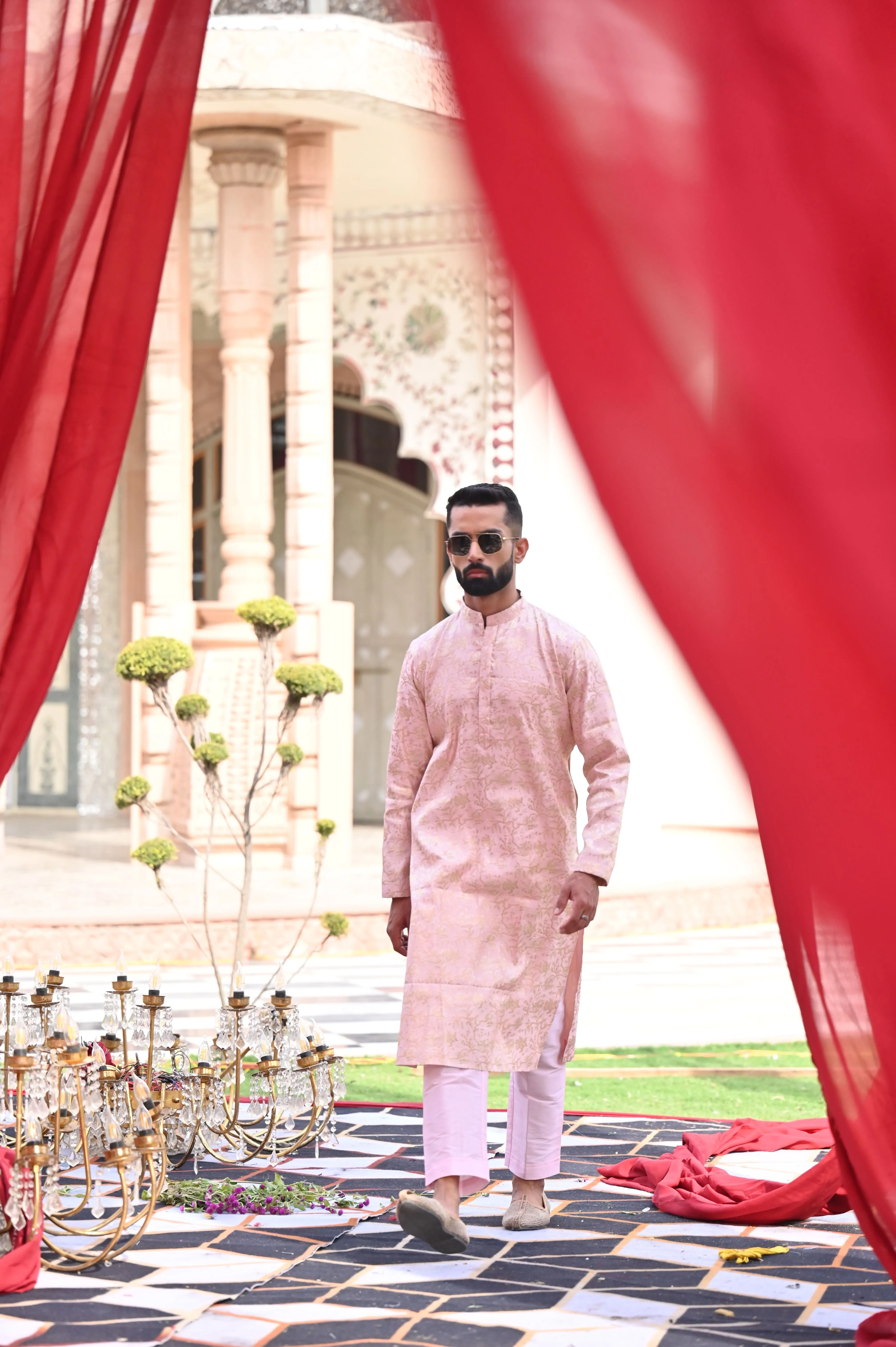 Opulent Pink Brocade Kurta Pajama