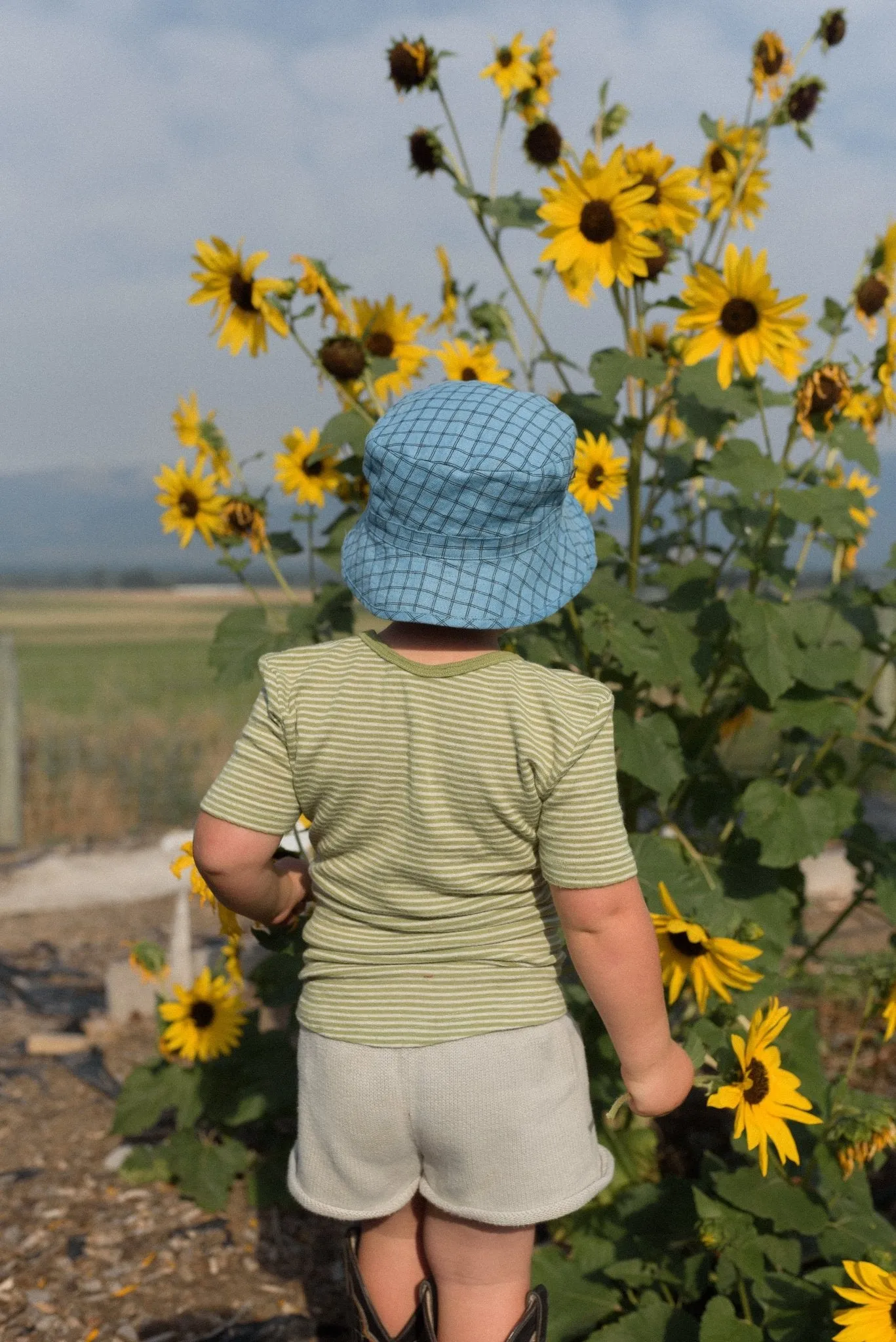 organic merino wool and silk kids t-shirt - green/natural stripe