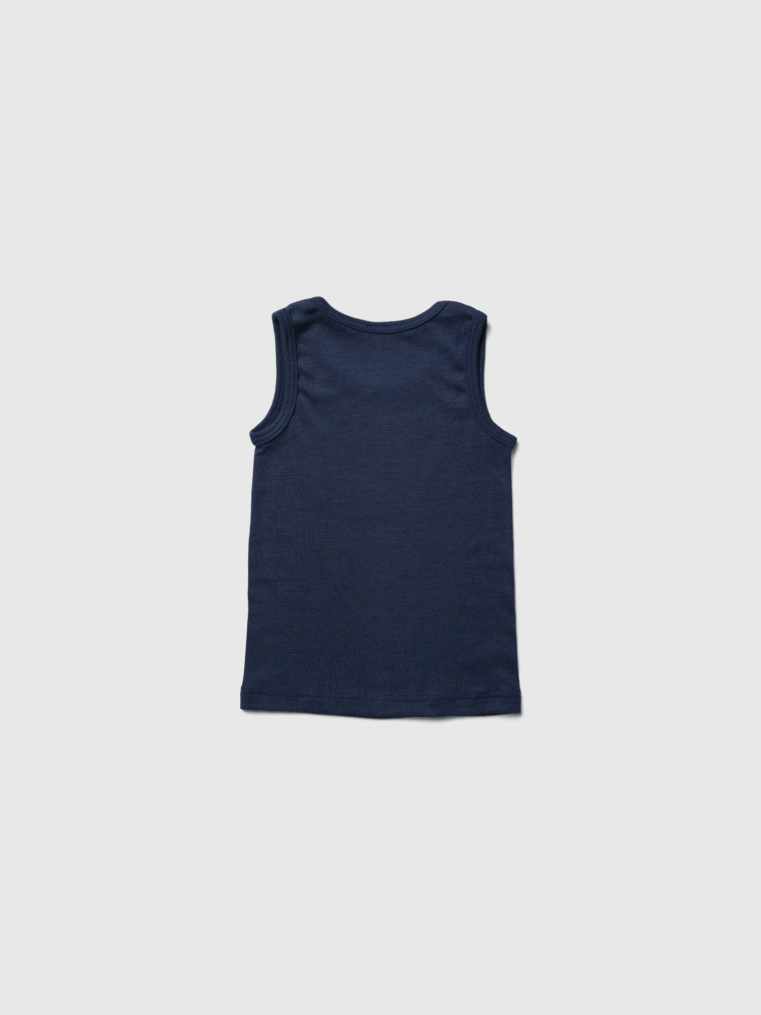 organic merino wool and silk kids tank - navy