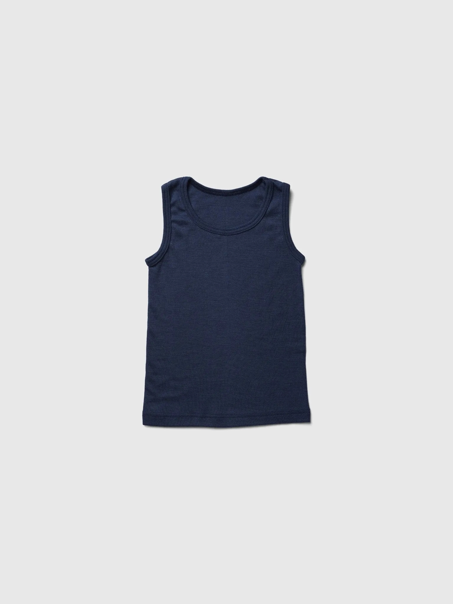 organic merino wool and silk kids tank - navy