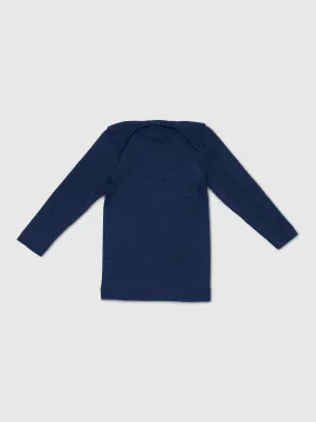 organic merino wool and silk shirt in navy - baby/toddler