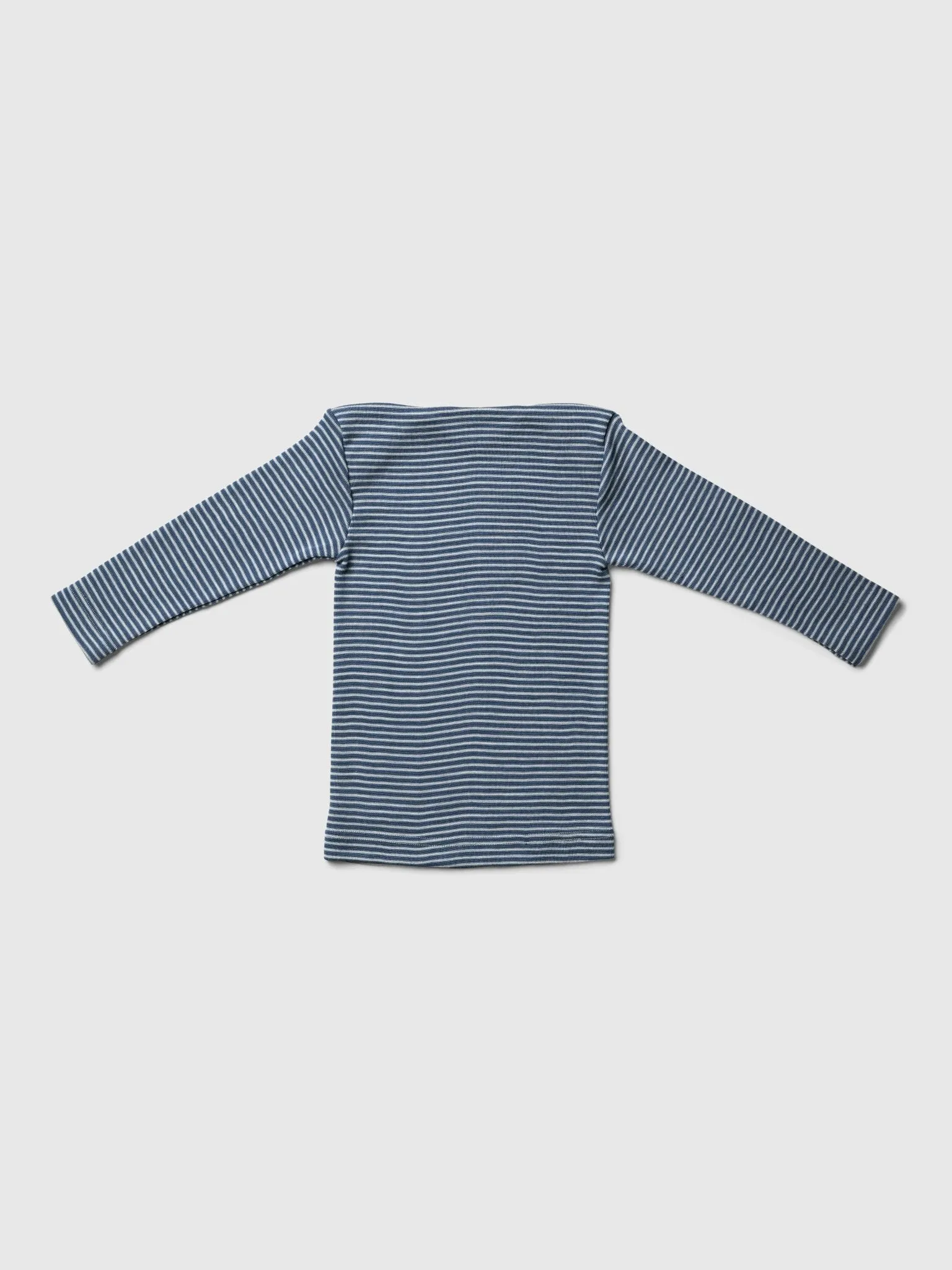 organic merino wool and silk shirt in navy/natural stripe - baby/toddler