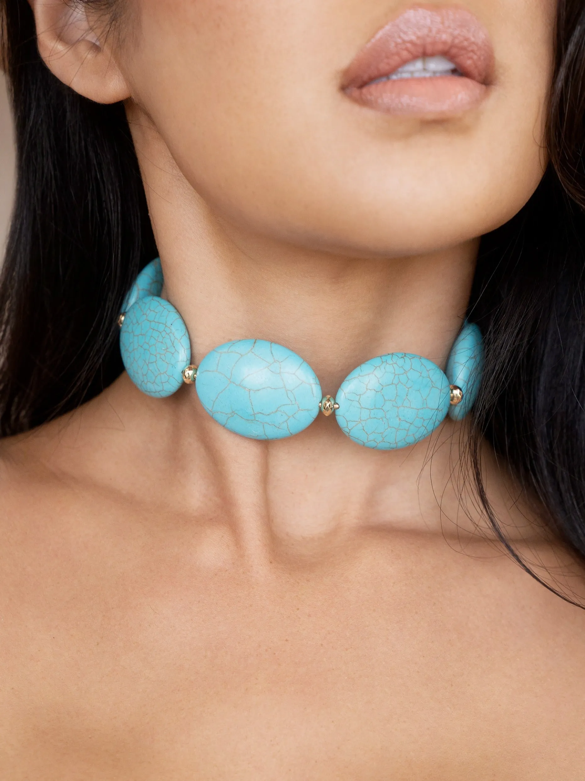 Oval Turquoise Stones Statement Choker