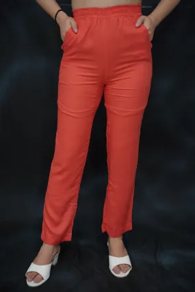 Pale Red Cotton Kurti Pant