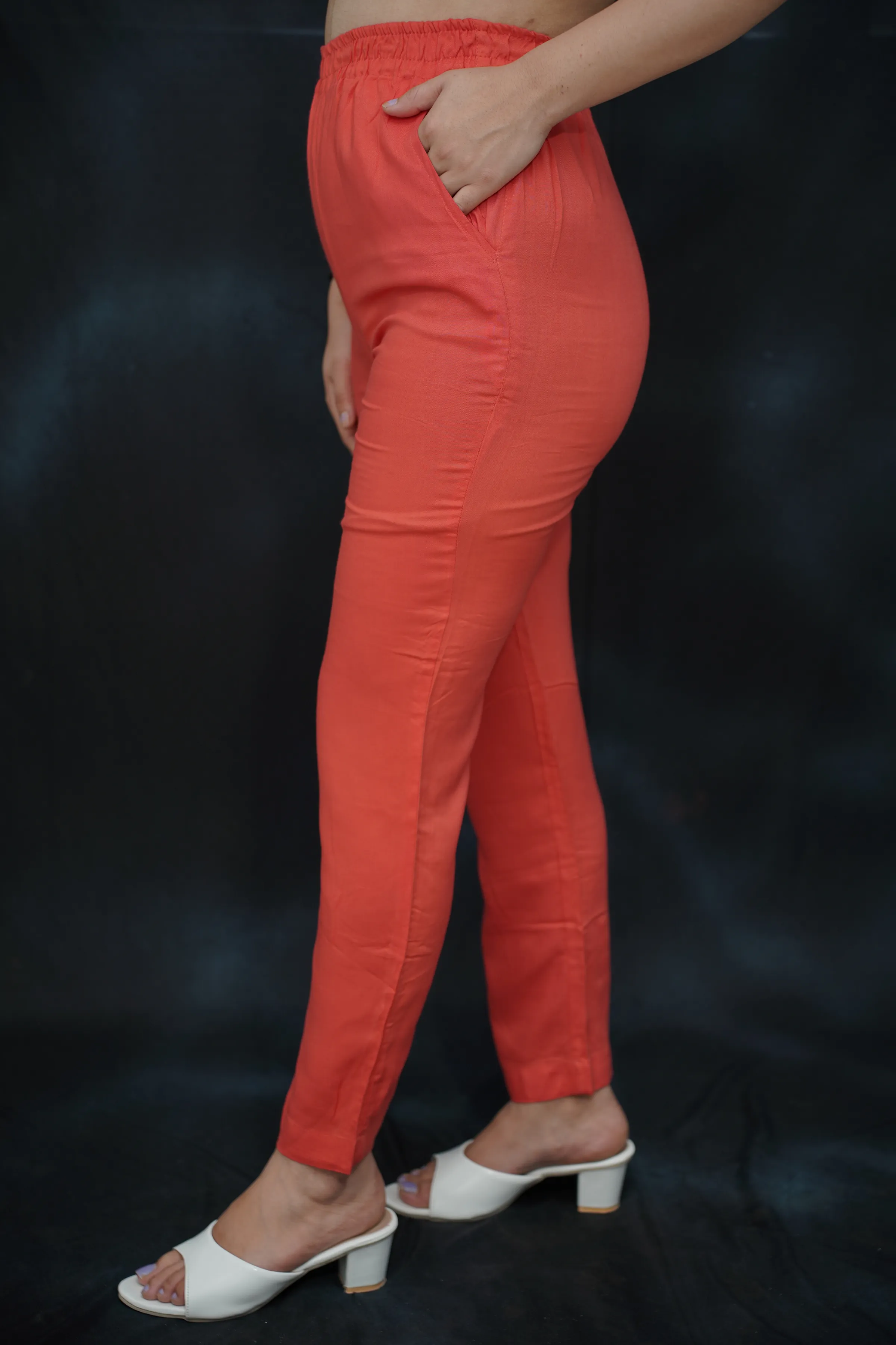 Pale Red Cotton Kurti Pant