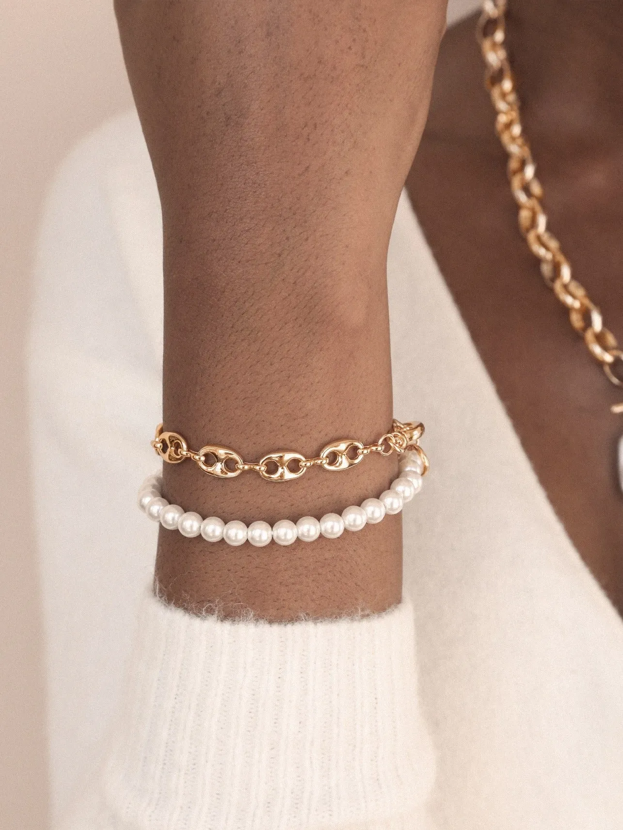 Pearl and Chain Wrap Bracelet