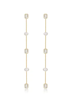 Pearl and Crystal Linear Earrings