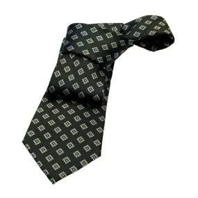 Pembroke Foulard Silk Tie, Olive Green / Turquoise / Silver