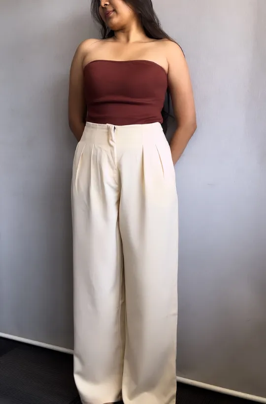 Pleated Detail High Waist Pants