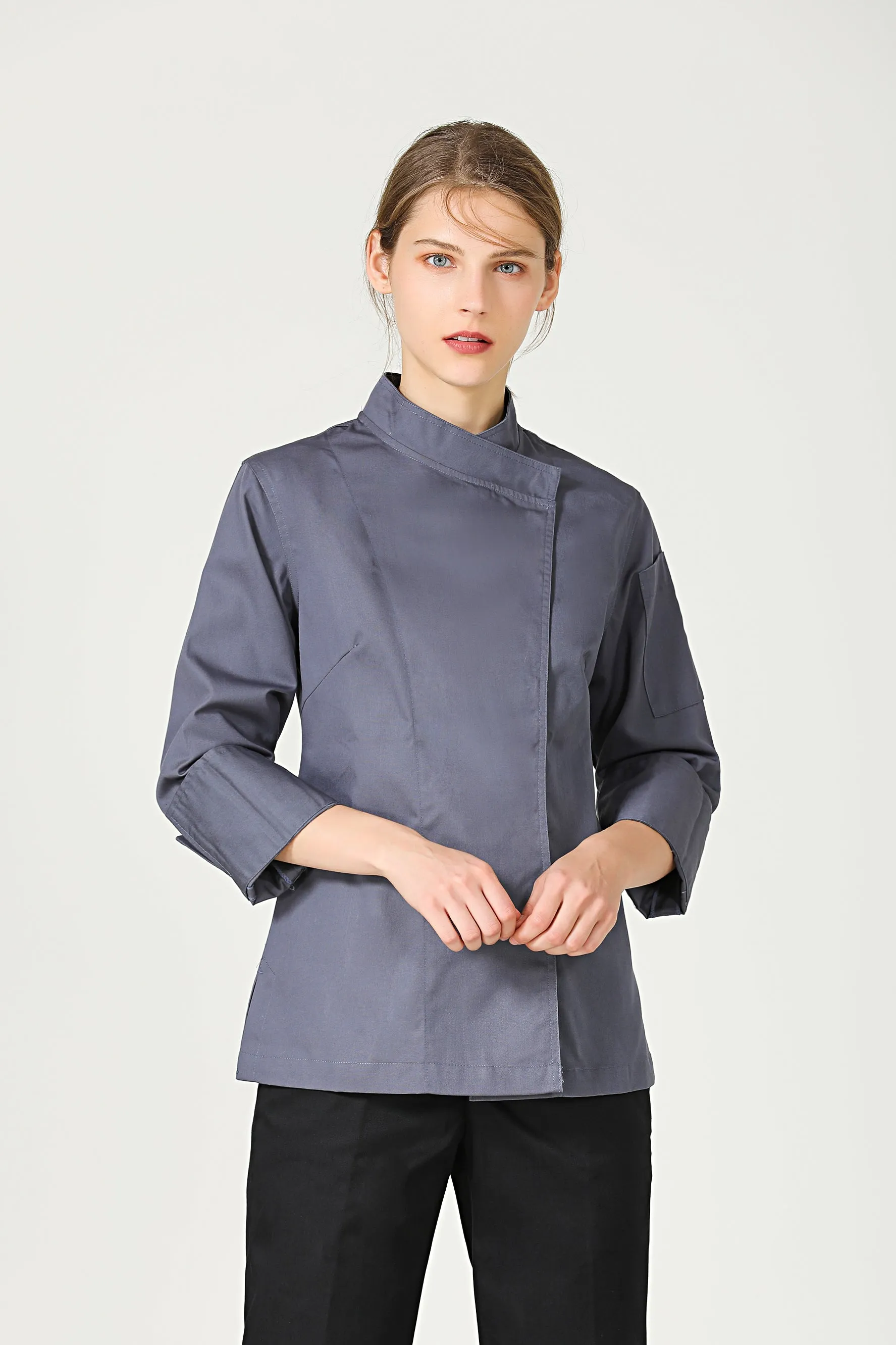 Rosemary Female Grey Chef Jacket, Long Sleeve