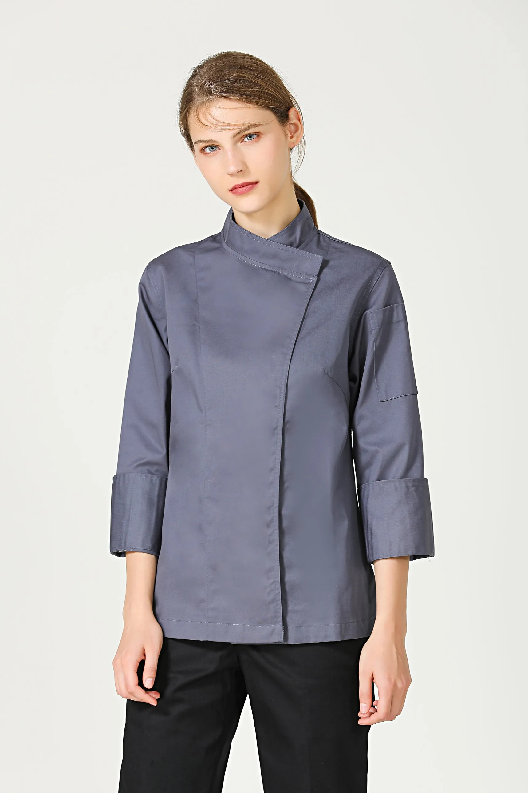 Rosemary Female Grey Chef Jacket, Long Sleeve