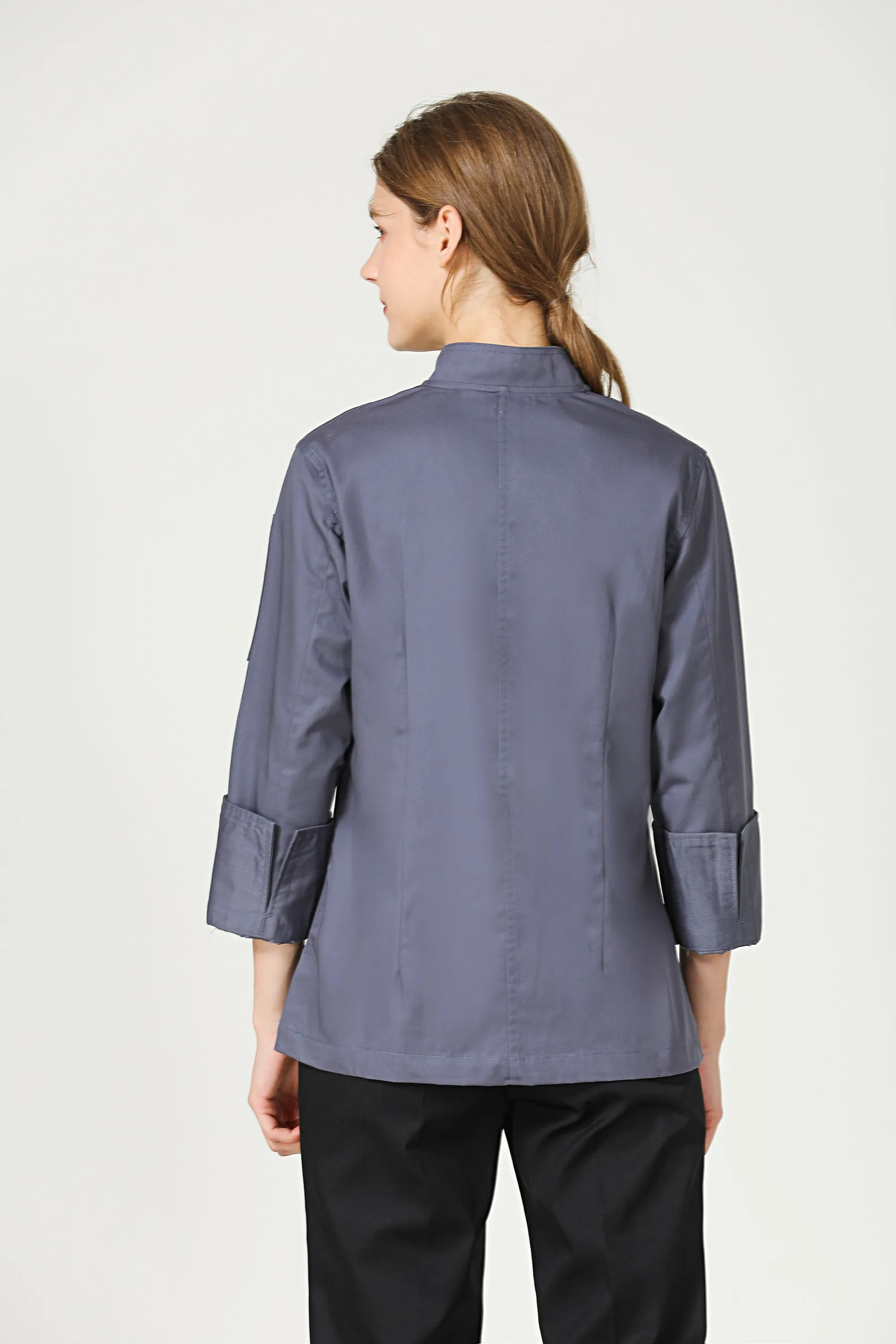 Rosemary Female Grey Chef Jacket, Long Sleeve