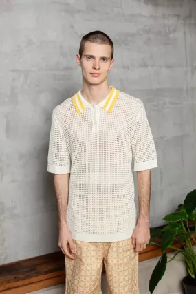 Sanoli Eyelet Polo Sweater White