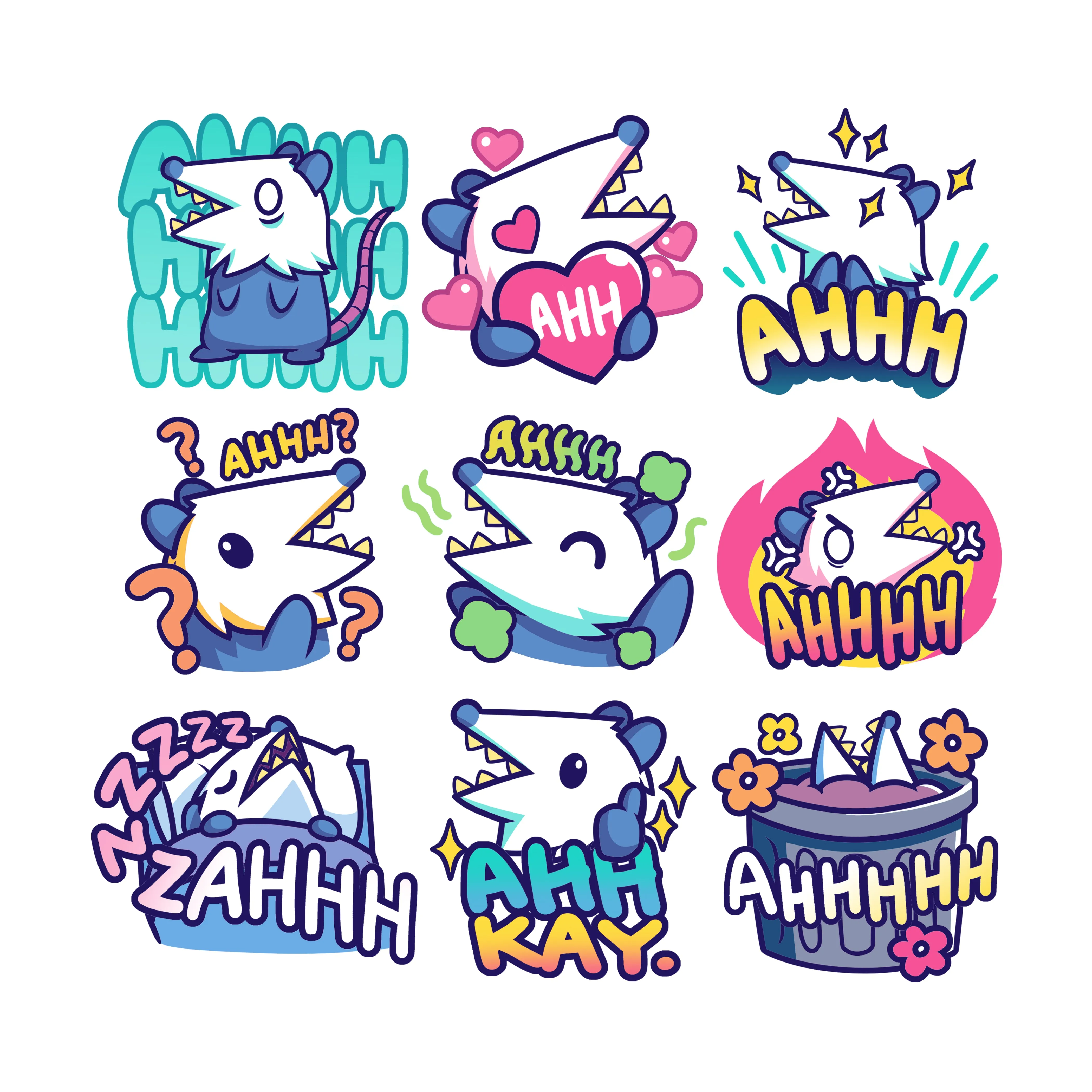 Screaming Opossum Emoji Pack