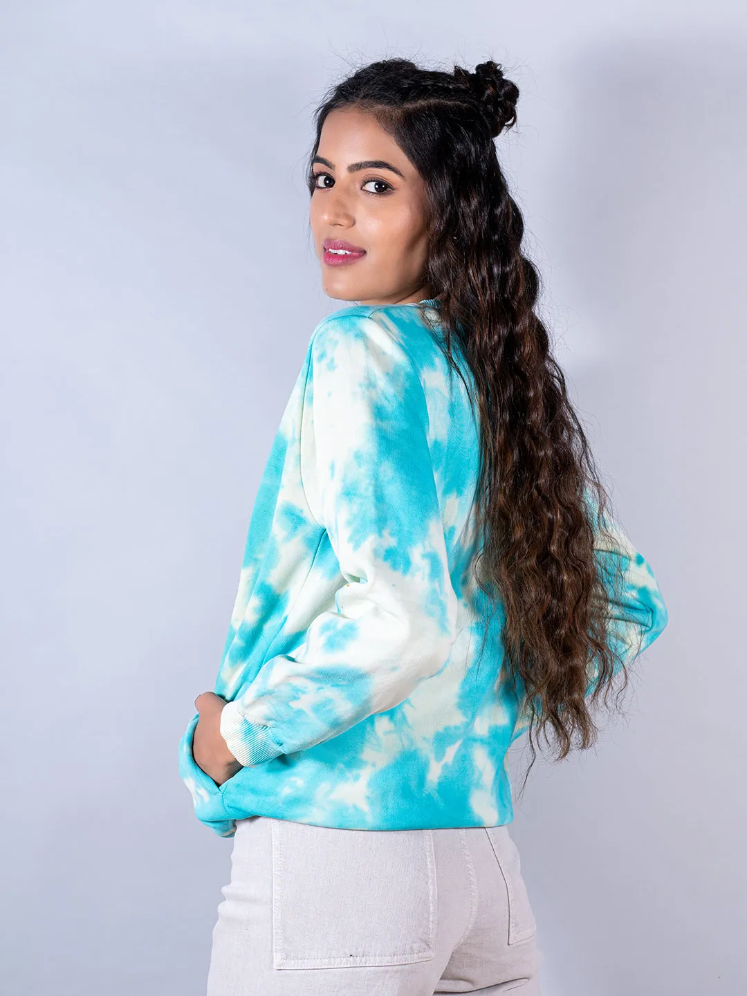 Sky Blue Love Kindness Gratitude and Peace Tie-Dye Sweatshirt