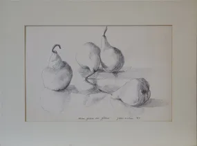 Some pears on glass, 1989