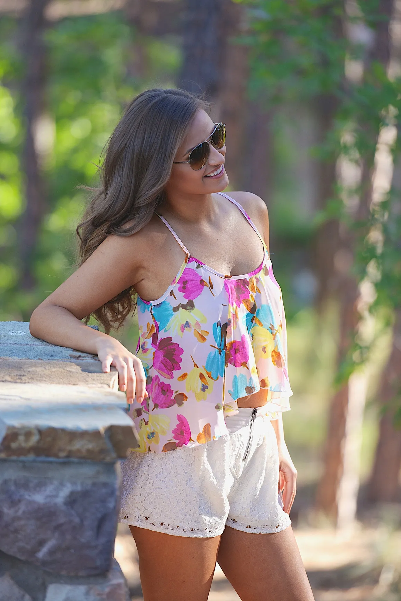 Steal The Scene Crop Tank - Floral