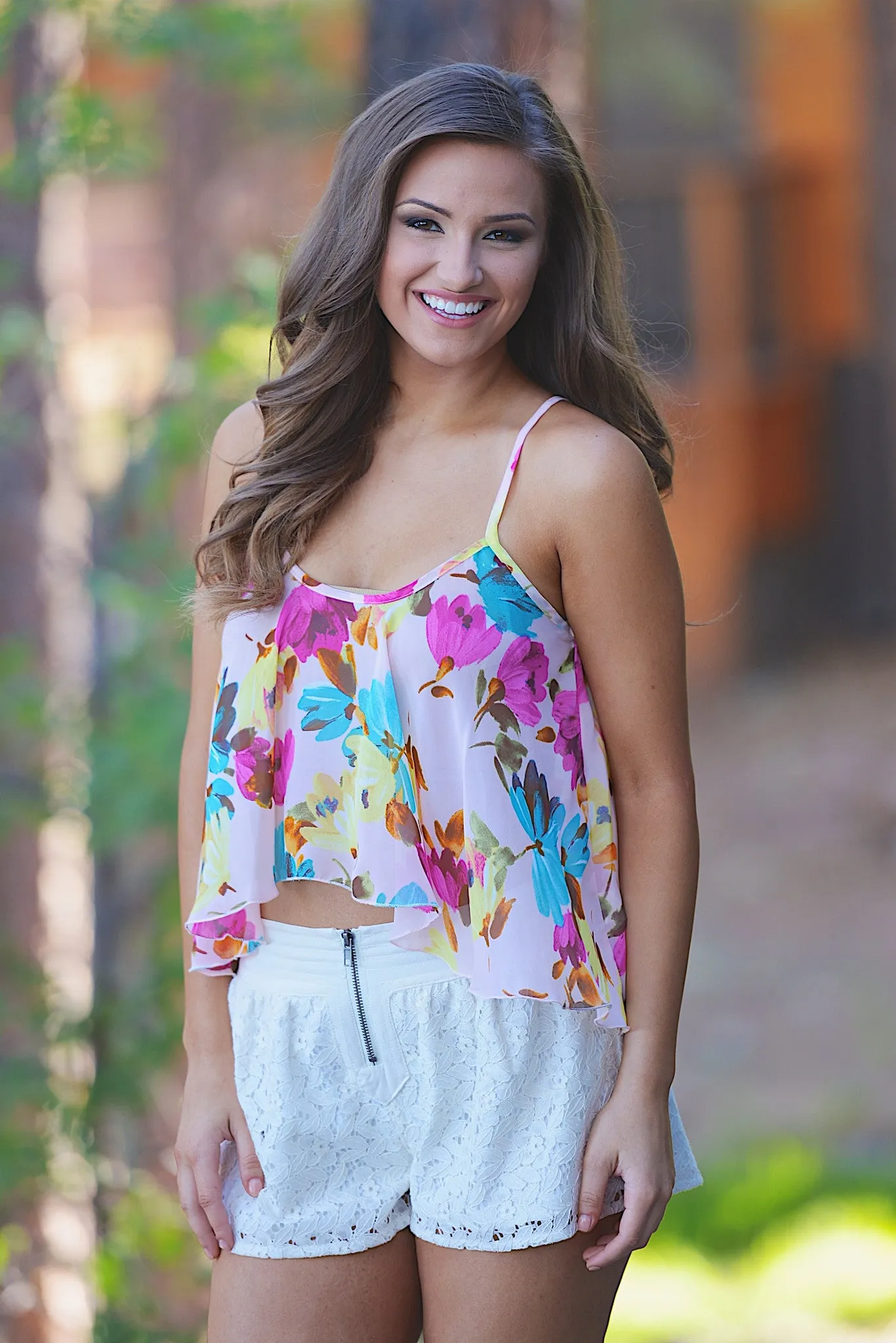 Steal The Scene Crop Tank - Floral