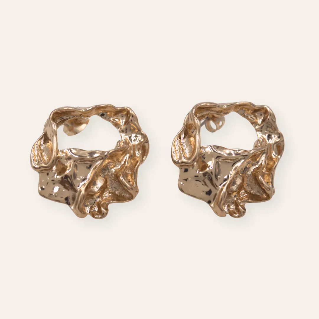 TFC Molten Metal Bold Gold Plated Stud Earrings