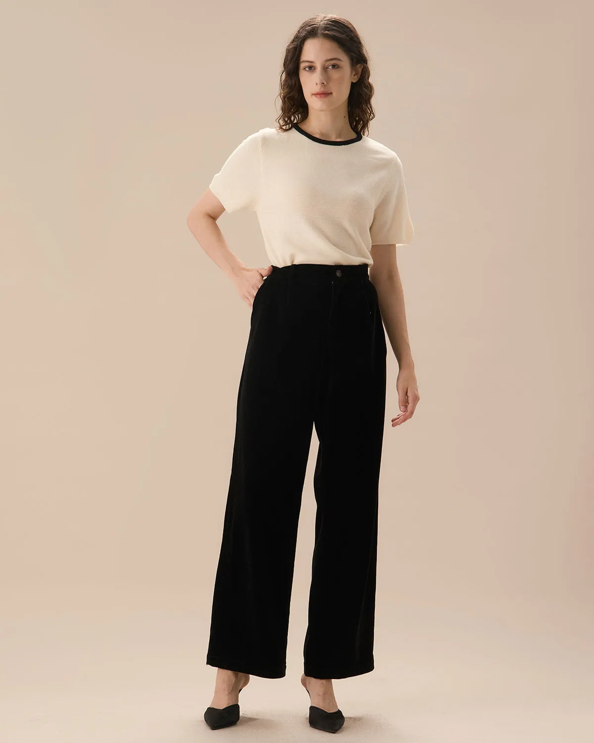 The Black High Waisted Pleated Wide Leg Pants