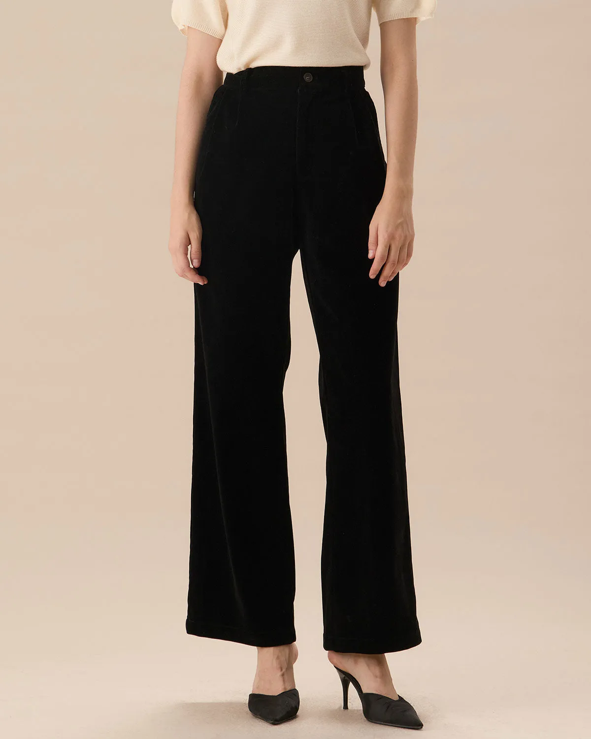 The Black High Waisted Pleated Wide Leg Pants