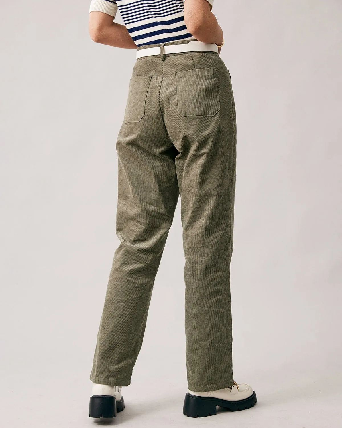 The Green High Waisted Corduroy Pants