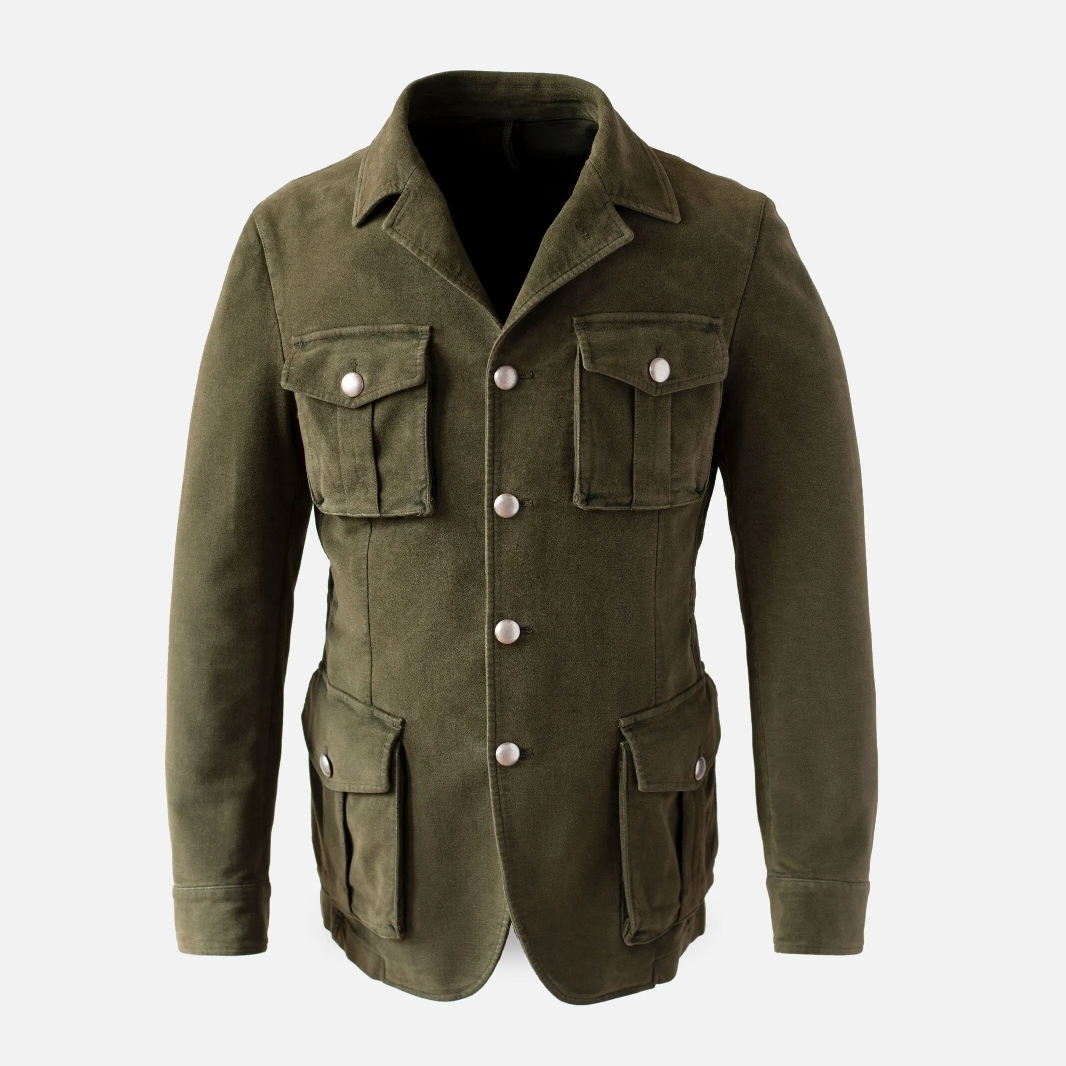 Mens Classic Olivine Safari Jacket with Utility Pockets