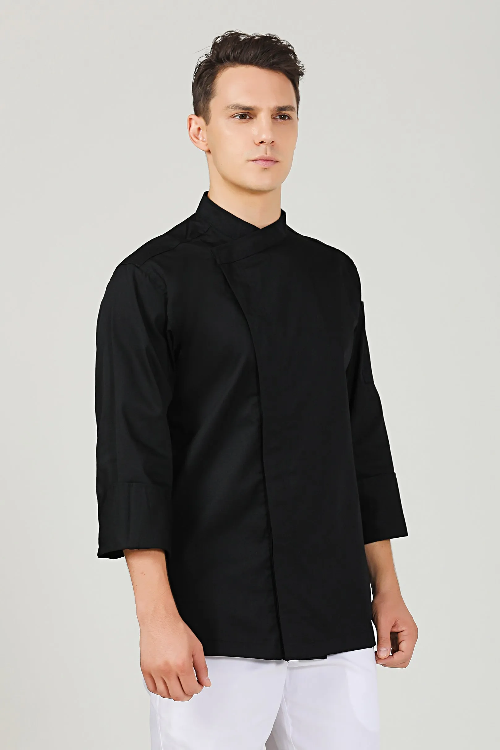 Thyme Black Chef Jacket, Long Sleeve