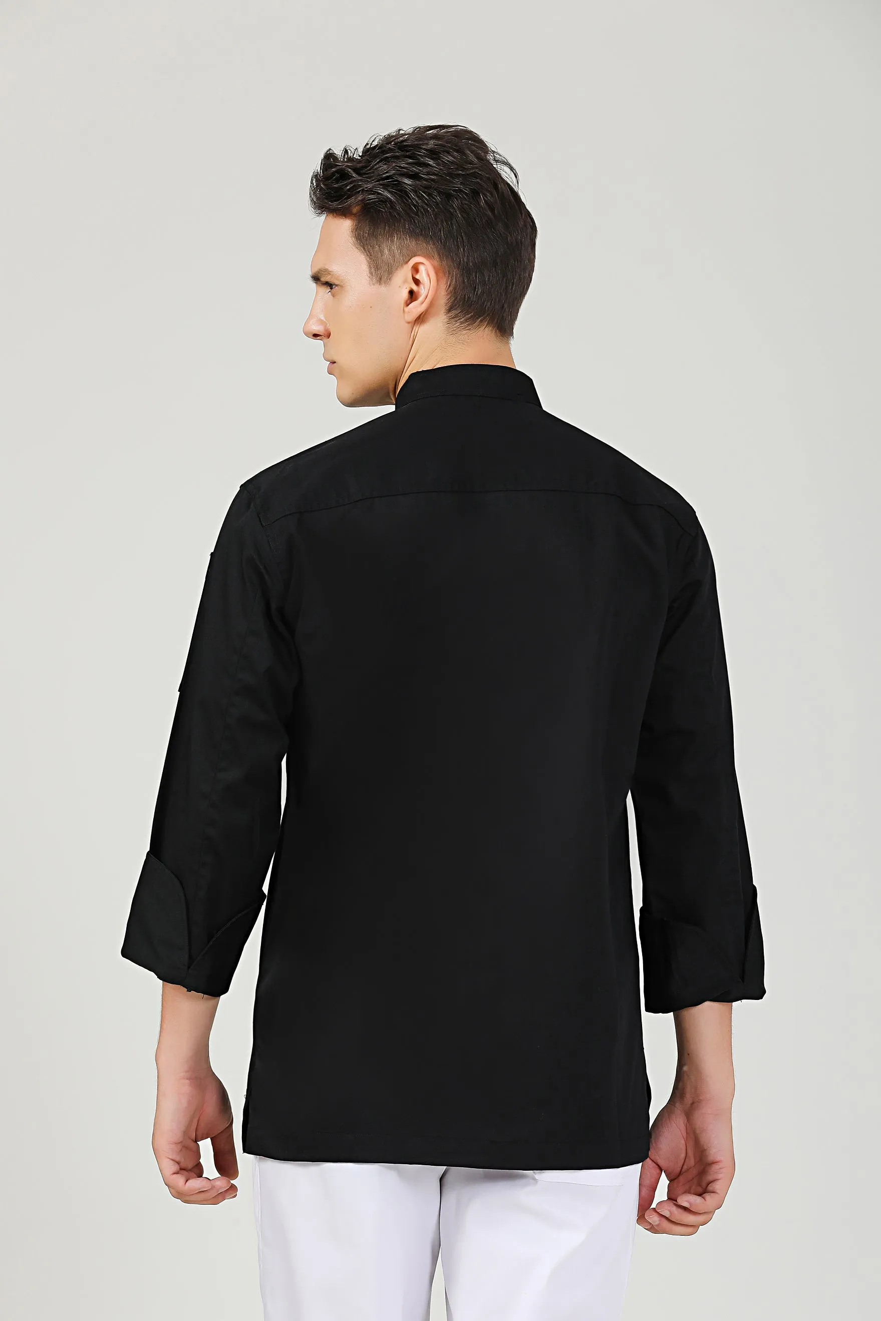 Thyme Black Chef Jacket, Long Sleeve