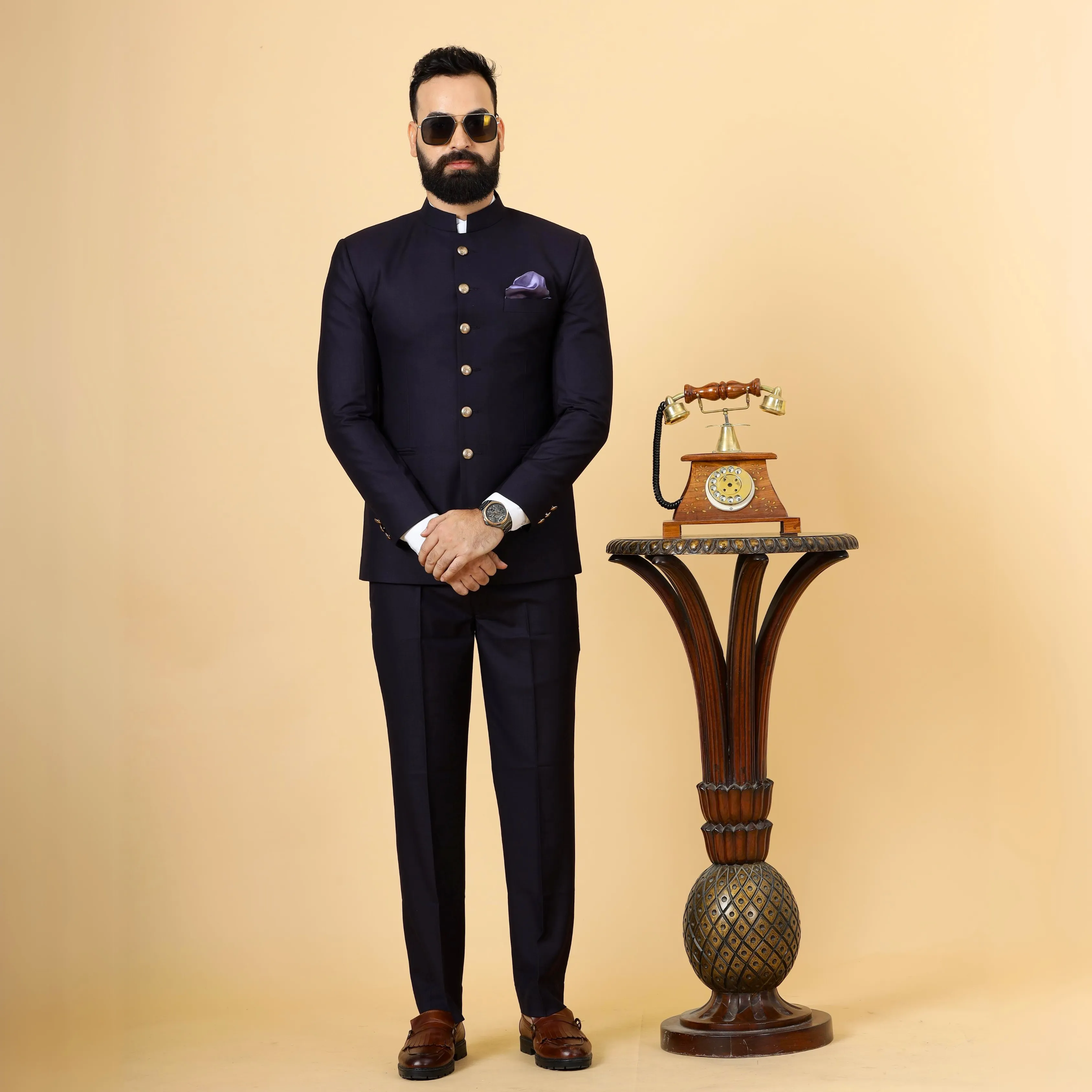 Traditional Navy Blue Jodhpuri Suit | Perfect for Wedding and Casual wear|