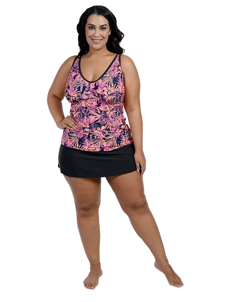 V-neck tankini with skirt bottom