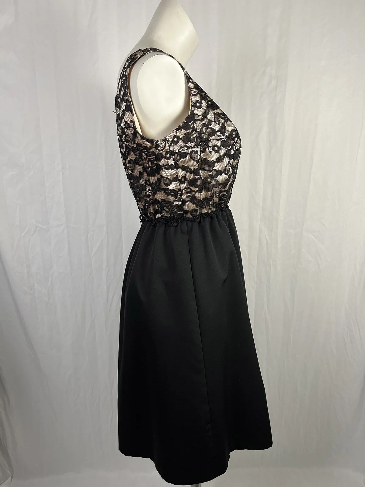 Vintage Size 14 Black & Champagne Lace Dress Set