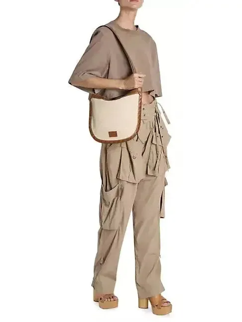 Women’s Beige Mid-Rise Cargo Pants