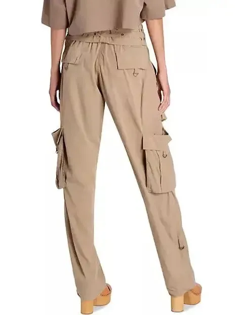 Women’s Beige Mid-Rise Cargo Pants