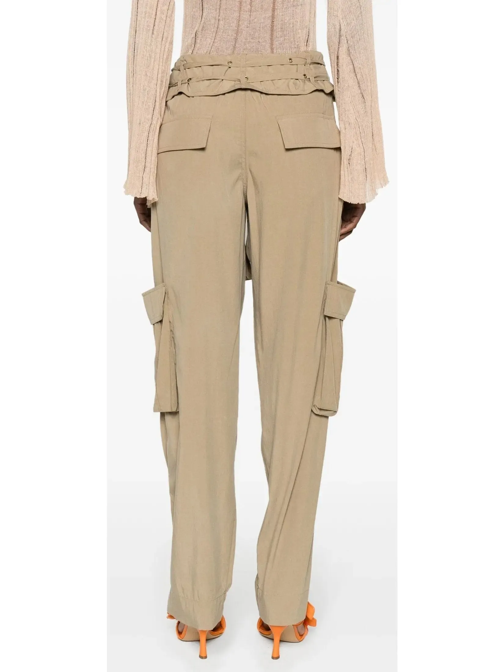 Women’s Beige Mid-Rise Cargo Pants