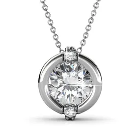 Zara 18k White Gold Plated Pendant Necklace with Round Cut Crystals