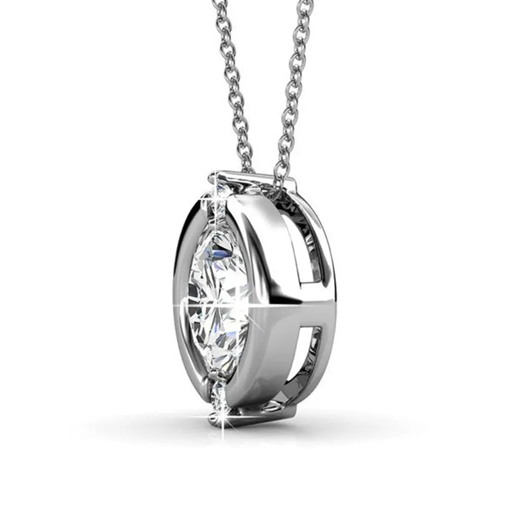 Zara 18k White Gold Plated Pendant Necklace with Round Cut Crystals