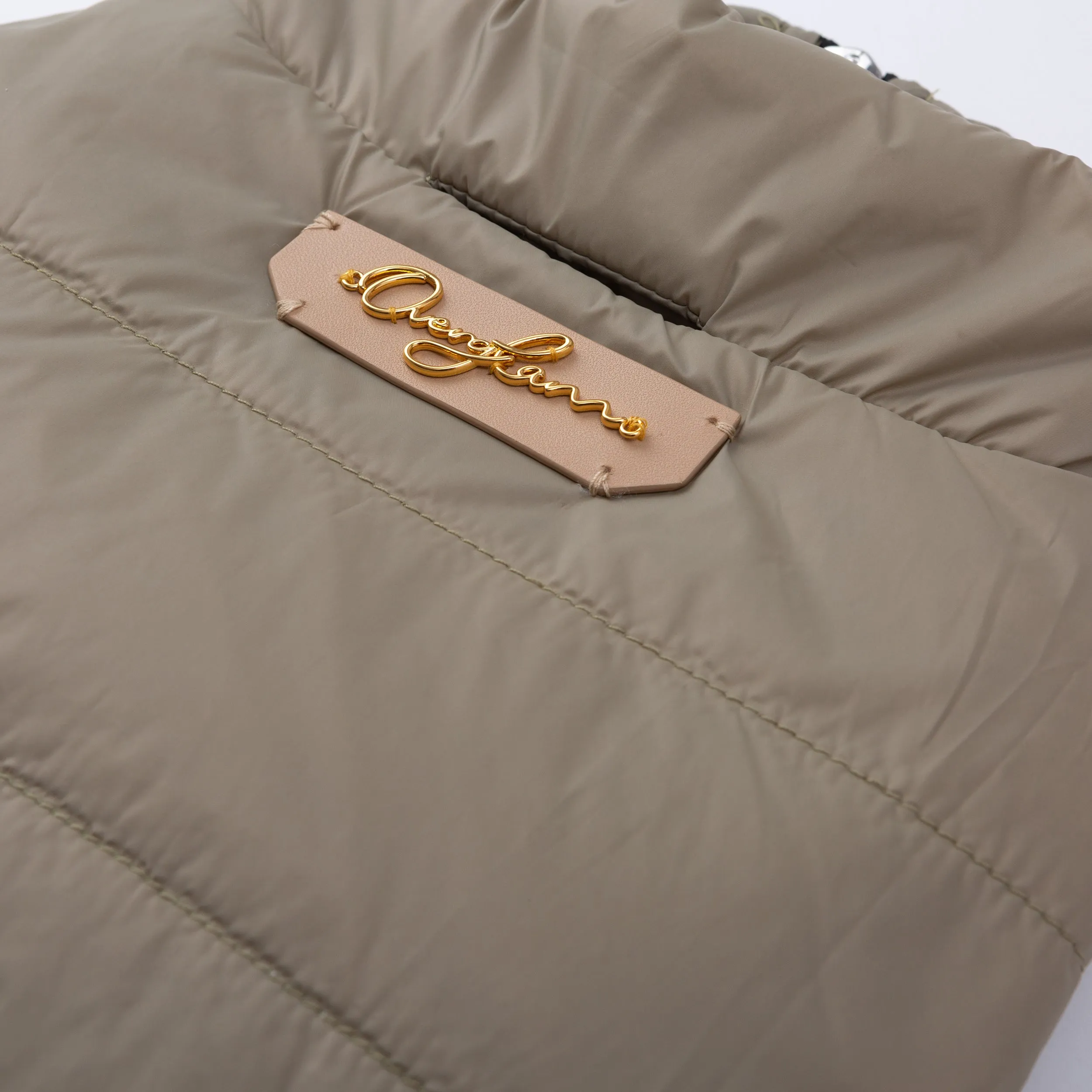 Zip Up Puffer Jacket with Golden Logo